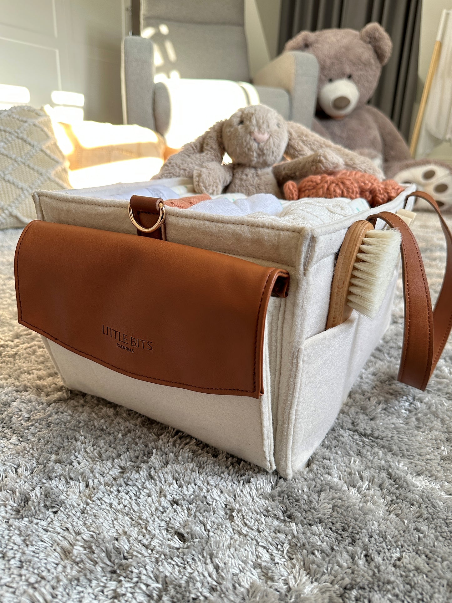 The Caddy Bag - Vegan Leather Top (Cream/Tan)