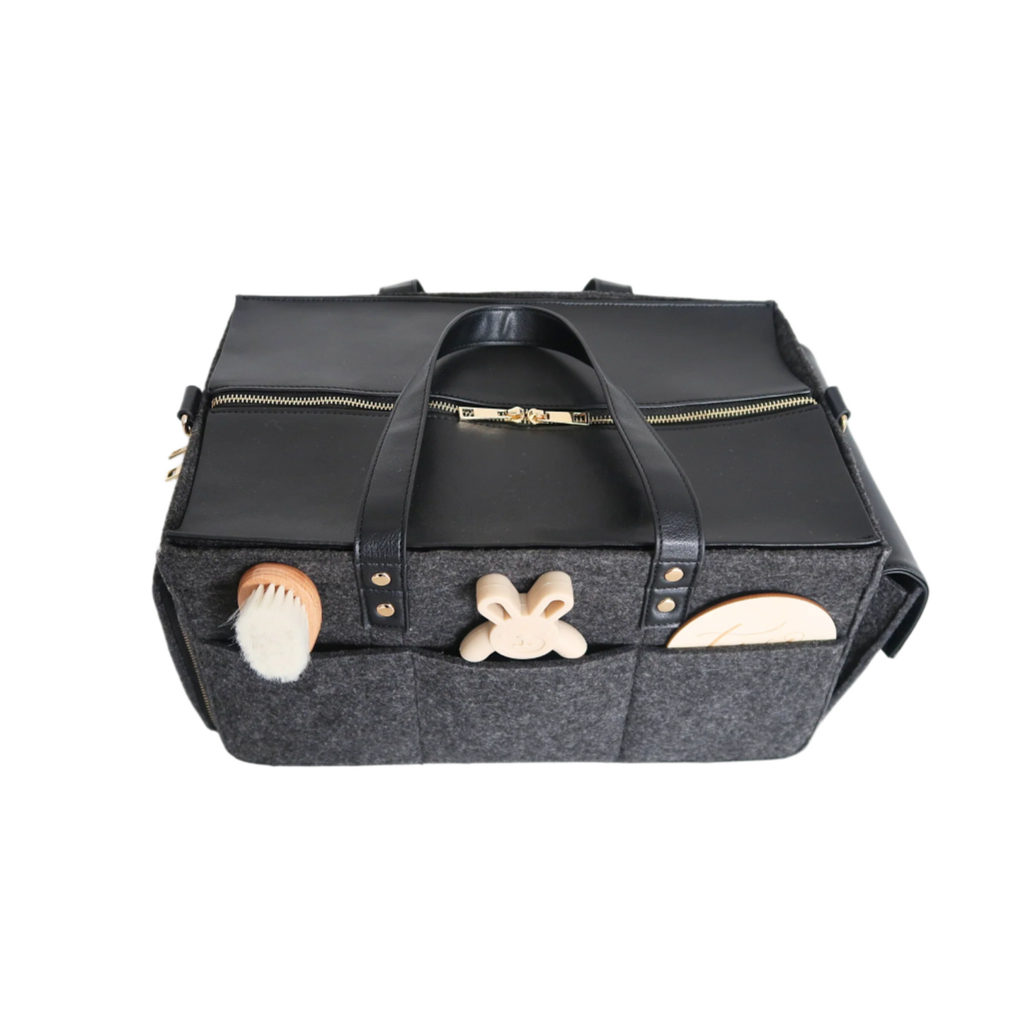 The Caddy Bag Bundle Vegan Leather Top (Grey/Black)