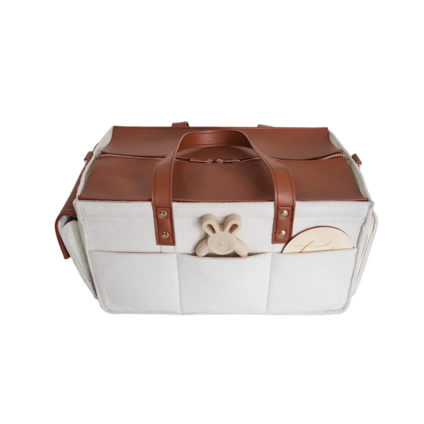 The Caddy Bag - Vegan Leather Top (Cream/Tan)