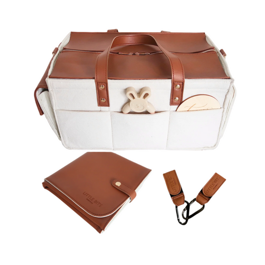 The Caddy Bag Bundle Vegan Leather Top (Cream/Tan)
