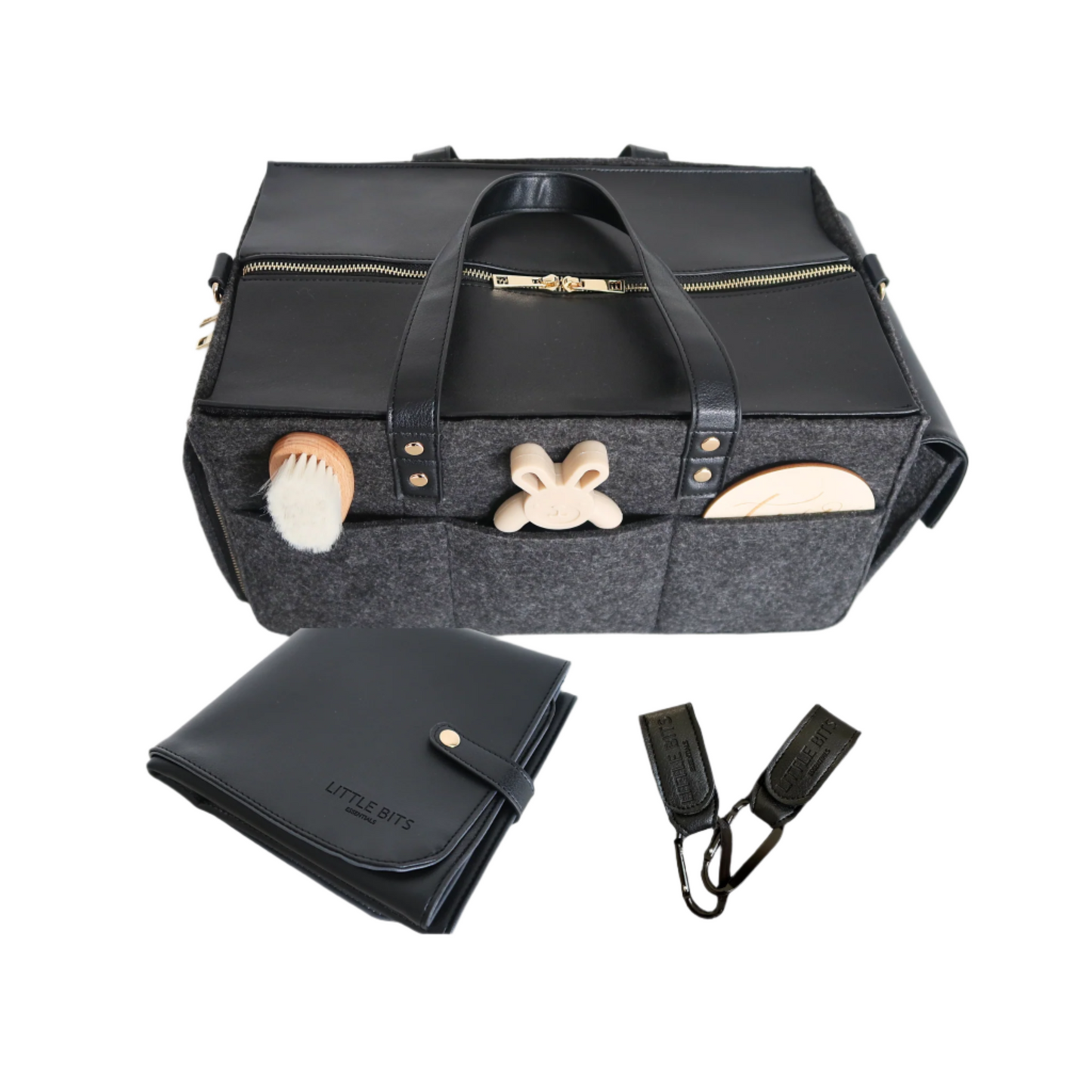 The Caddy Bag Bundle Vegan Leather Top (Grey/Black)