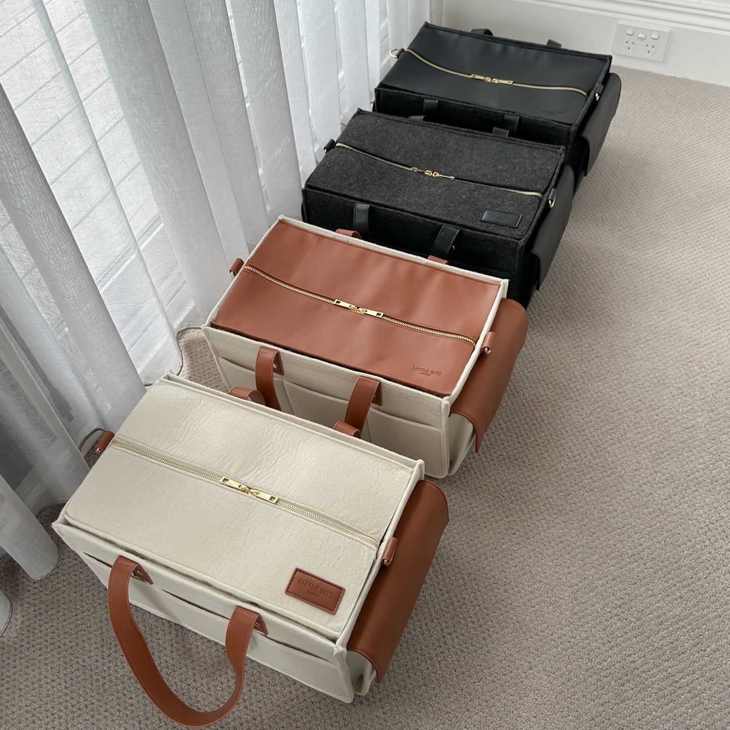The Caddy Bag - Vegan Leather Top (Cream/Tan)