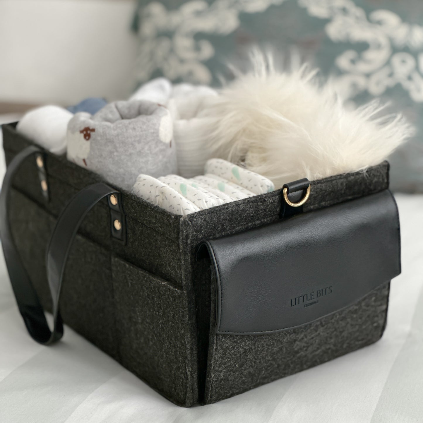 The Caddy Bag Bundle Vegan Leather Top (Grey/Black)