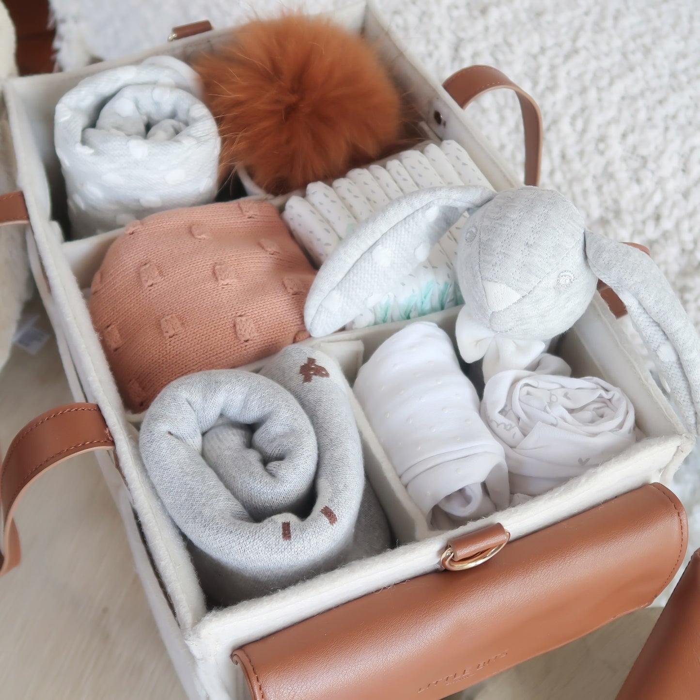 The Caddy Bag - Vegan Leather Top (Cream/Tan)