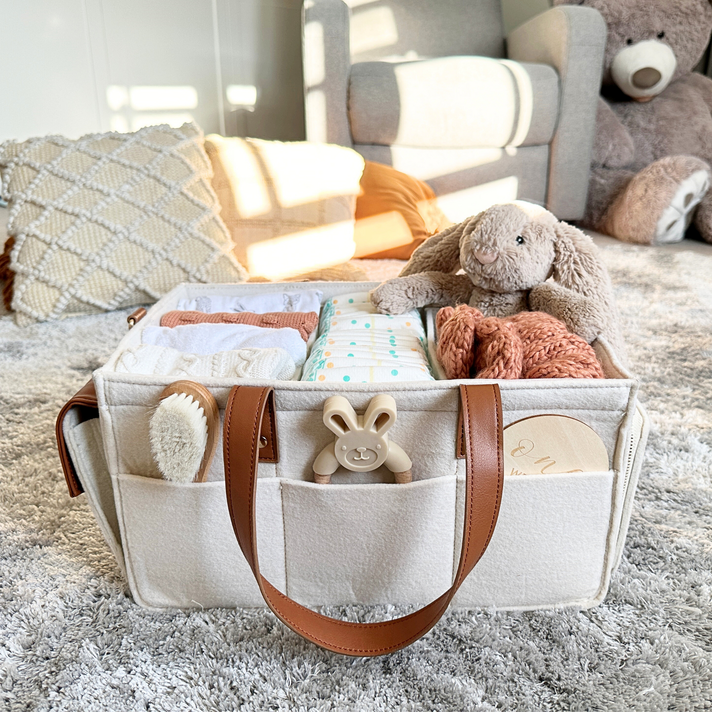 The Caddy Bag - Vegan Leather Top (Cream/Tan)